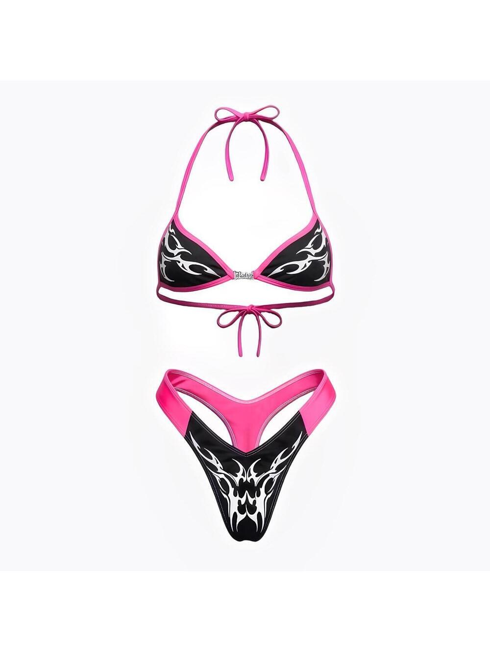 Hot Pink Tribal Cyber Dancer Bikini Set